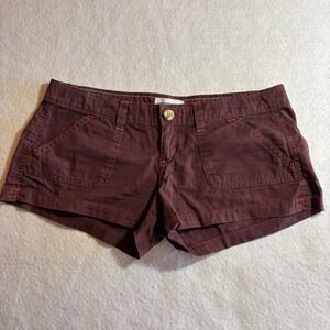 Y2K George & Martha Women's Maroon Cotton Twill Shorts Size 1 Low Rise Casual